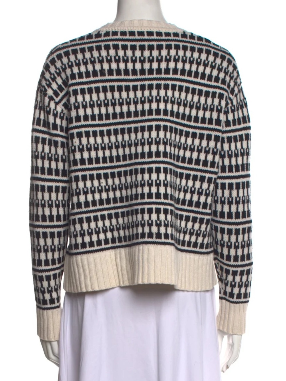 JASON WU • $475 • 22.5” PTP • Intarsia Crewneck Sweater black white • Fall 2024 - Picture 8 of 10